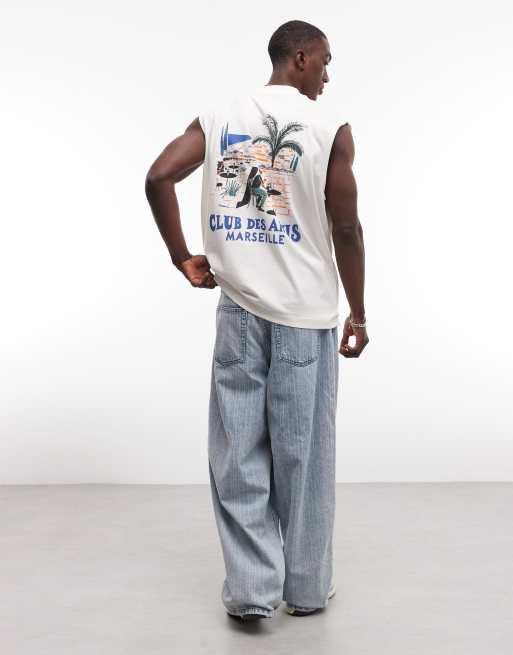 ASOS DESIGN - Débardeur oversize à imprimé graphique - Crème, 2 de 5