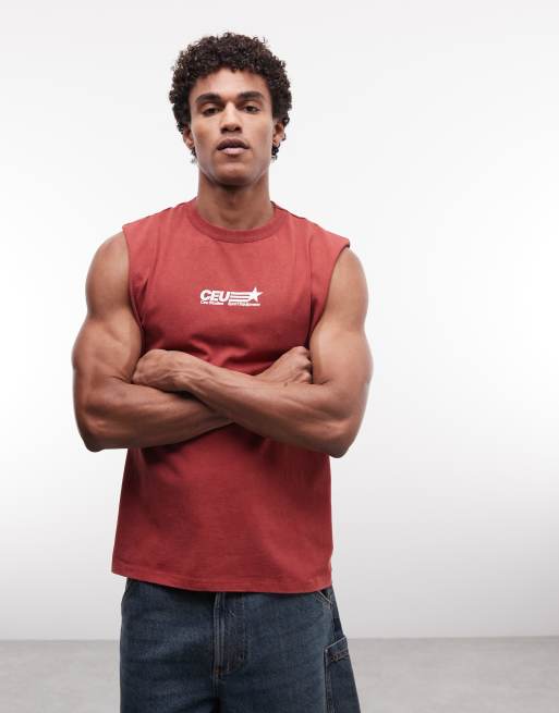 ASOS DESIGN - Débardeur oversize à imprimé streetwear - Rouge délavé, 2 de 5