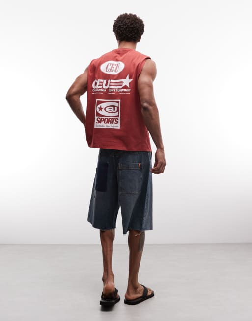 ASOS DESIGN - Débardeur oversize à imprimé streetwear - Rouge délavé, 3 de 5
