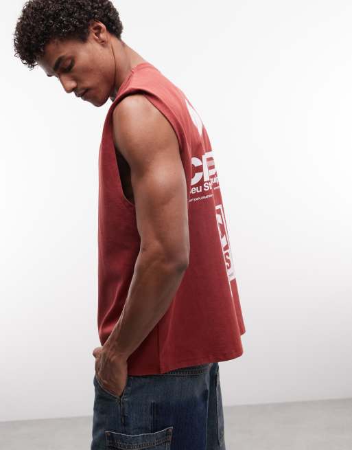 ASOS DESIGN - Débardeur oversize à imprimé streetwear - Rouge délavé, 4 de 5