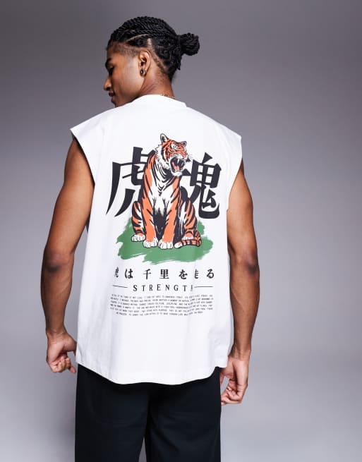 ASOS DESIGN - Débardeur oversize à imprimé vintage - Blanc