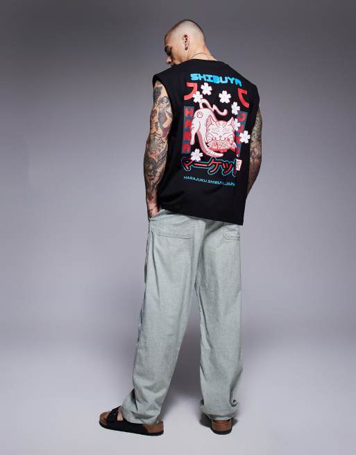 ASOS DESIGN - Débardeur oversize à imprimé vintage - Noir