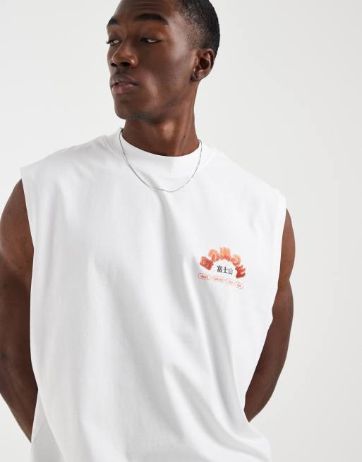 ASOS DESIGN - Débardeur oversize à motif montagne - Blanc