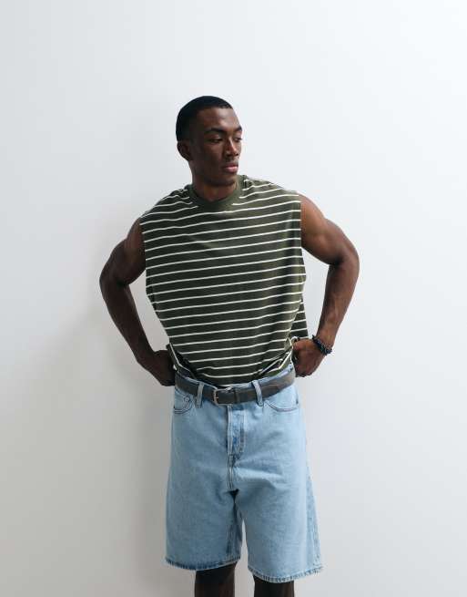 ASOS DESIGN - Débardeur oversize à rayures - Kaki, 3 de 5