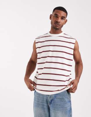 ASOS DESIGN - Débardeur oversize à rayures - Rouge-multicolore
