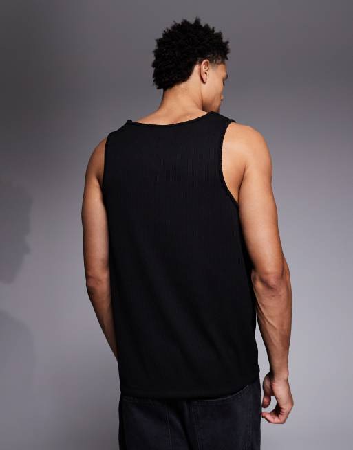 ASOS DESIGN - Débardeur oversize à texture côtelée - Noir , 3 de 5