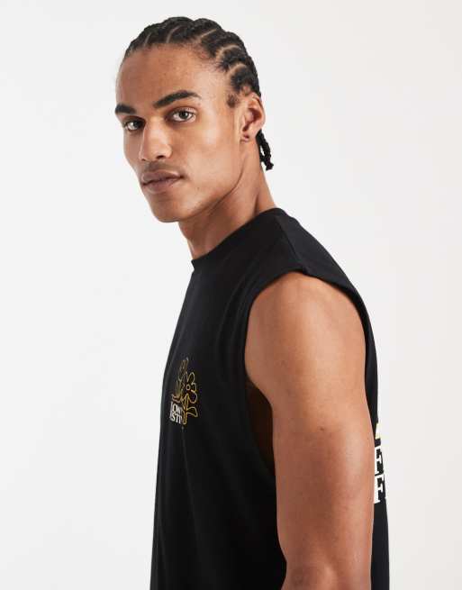 ASOS DESIGN - Débardeur oversize avec imprimé fleurs en relief - Noir, 4 de 5
