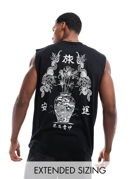 ASOS DESIGN - Débardeur oversize avec imprimé souvenir au dos - Noir - view 1
