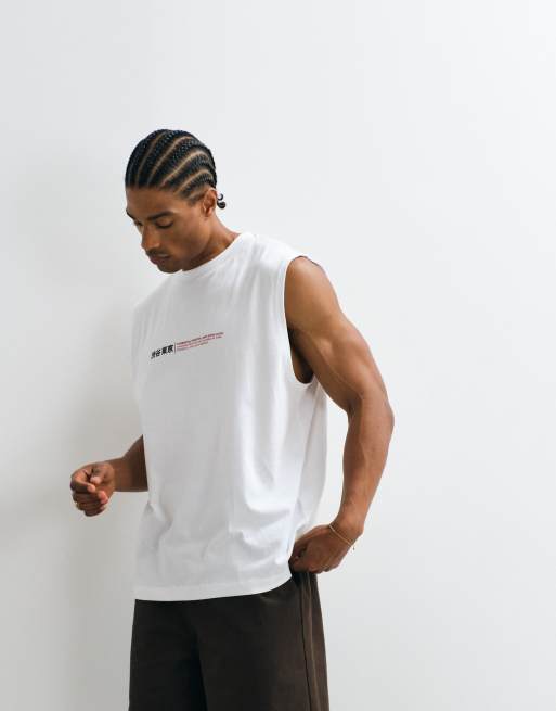 ASOS DESIGN - Débardeur oversize avec imprimé vertical au dos - Blanc, 2 de 5