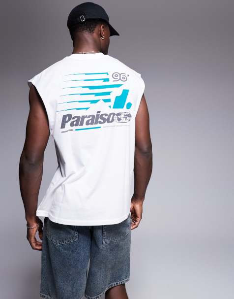ASOS DESIGN - Débardeur oversize avec motifs sports - Blanc - view 1