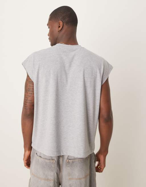 ASOS DESIGN - Débardeur oversize coupe carrée en tissu épais 240 g - Gris, 4 de 4