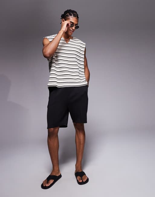 ASOS DESIGN - Débardeur oversize coupe carrée rayé épais texturé - Noir et blanc, 3 de 4
