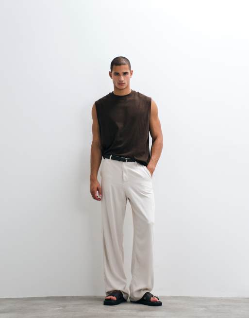 ASOS DESIGN - Débardeur oversize en lin mélangé - Marron, 4 de 5