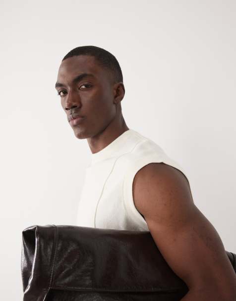 ASOS DESIGN - Débardeur oversize en maille à liserés - Écru - view 1