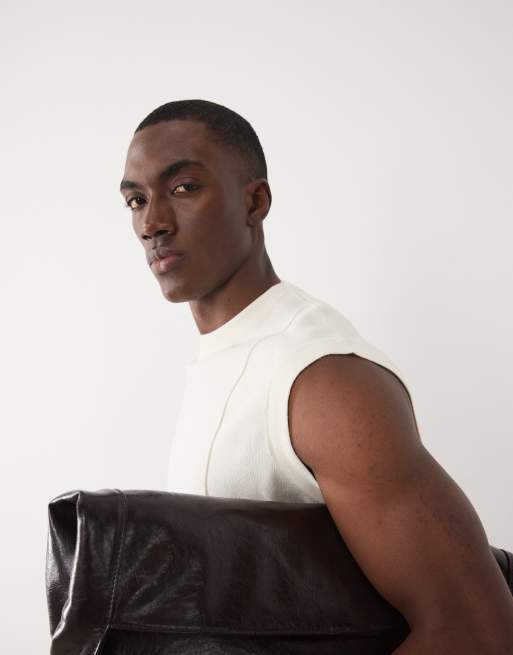 ASOS DESIGN - Débardeur oversize en maille à liserés - Écru, 2 de 5