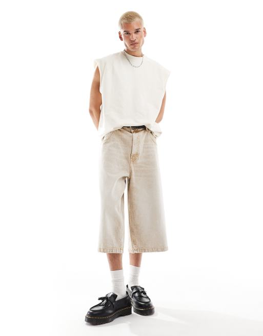 ASOS DESIGN - Débardeur oversize en tissu bouclé sur l'envers avec coutures apparentes - Blanc cassé, 2 de 4