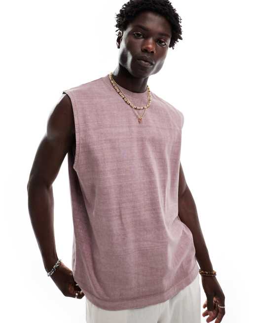 ASOS DESIGN - Débardeur oversize en tissu épais 220 gsm - Rose délavé