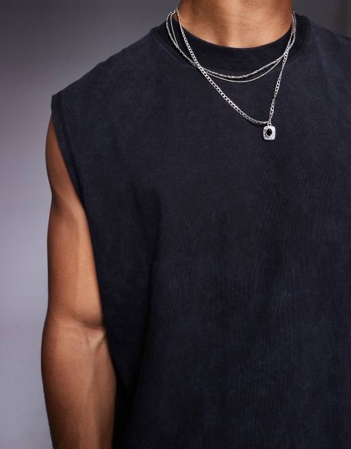 ASOS DESIGN - Débardeur oversize en tissu épais - Noir délavé , 3 de 4