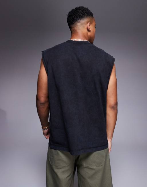 ASOS DESIGN - Débardeur oversize en tissu épais - Noir délavé , 4 de 4