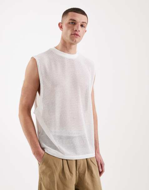 ASOS DESIGN - Débardeur oversize en tulle ajouré - Blanc cassé - view 1