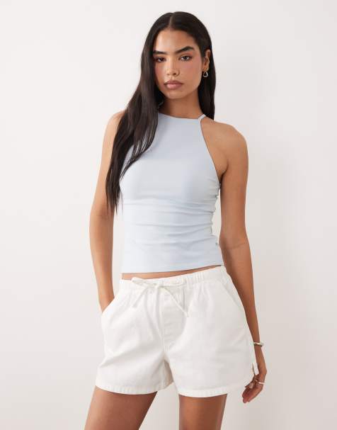 ASOS DESIGN - Débardeur style années 90 en coton avec bretelles fines et dos nageur - Bleu - view 1