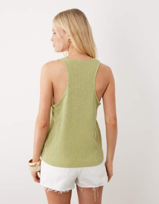 ASOS DESIGN - Débardeur texturé décontracté à dos nageur - Vert kaki clair, 4 de 4