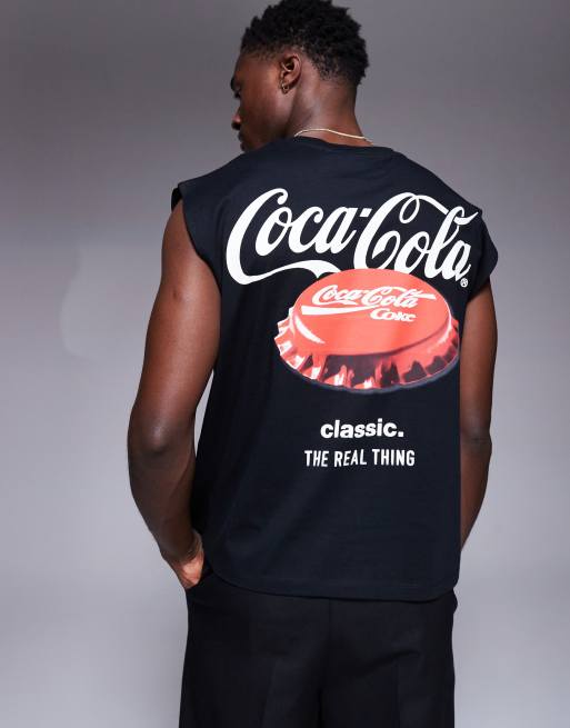 ASOS DESIGN - Débardeur unisexe coupe carrée oversize à imprimés Coca-Cola - Noir, 3 de 4