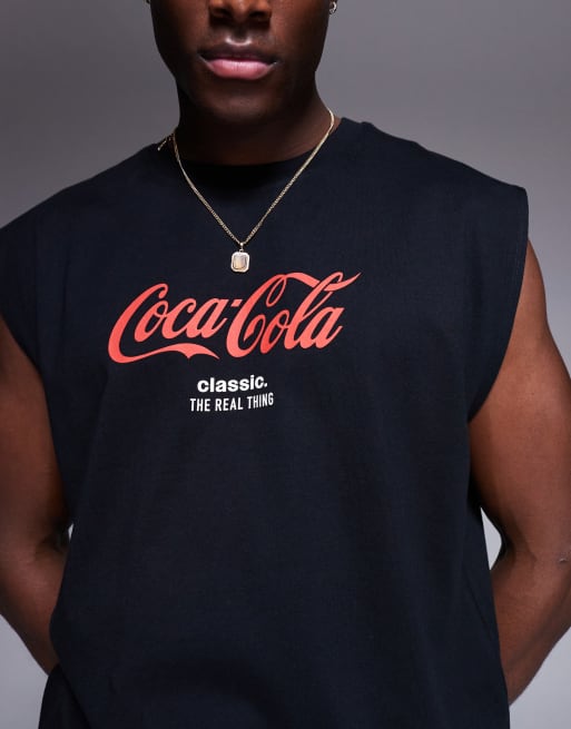 ASOS DESIGN - Débardeur unisexe coupe carrée oversize à imprimés Coca-Cola - Noir, 4 de 4