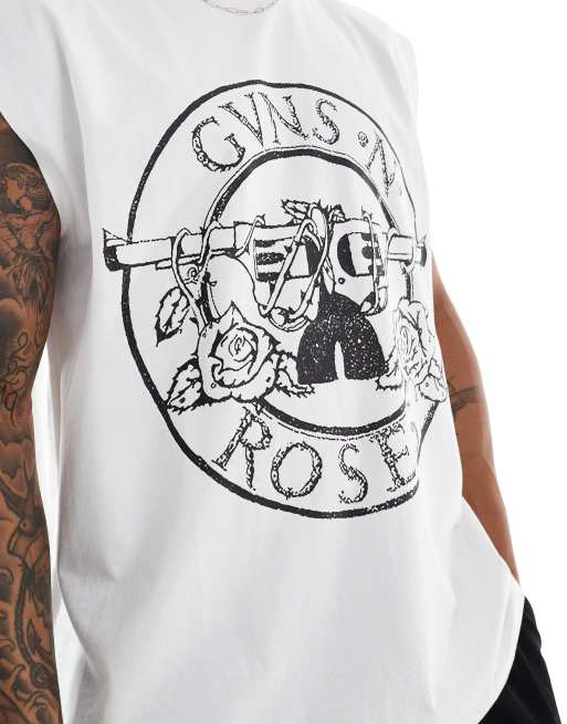 ASOS DESIGN - Débardeur unisexe oversize avec imprimé Guns N'Roses sous licence - Blanc, 4 de 4