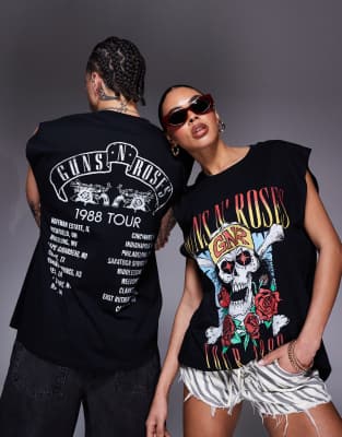 ASOS DESIGN - Débardeur unisexe oversize avec imprimés Guns N' Roses sous licence - Noir