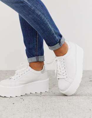 ASOS DESIGN December chunky trainers in white and silver | ASOS