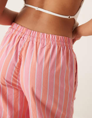 Asos Design Deck Chair Stripe Pull-on Pants In Pink