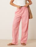 [ASOS DESIGN] ASOS DESIGN deckchair stripe pull on pants in pink XS Pink Stripe