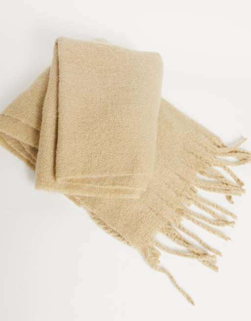 ASOS DESIGN – Deckenschal mit Strukturdetail in Creme