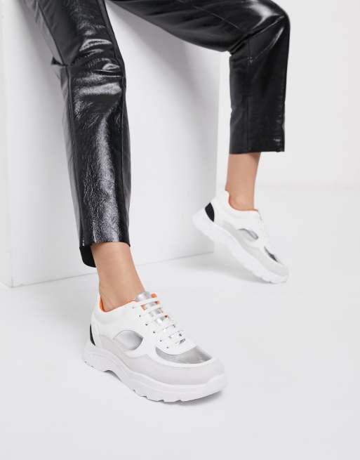 Asos hot sale silver trainers