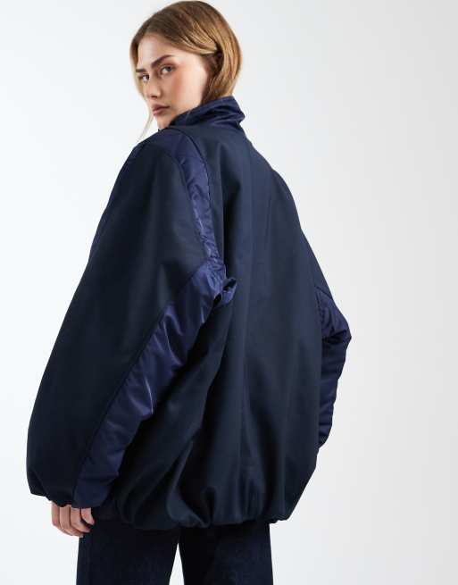 ASOS DESIGN DECON 2.0 spliced bomber jacket in navy, 4 of 4