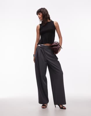 ASOS DESIGN - DECON - Elegante Hose in Grau mit weitem Bein und Kontrastbund im Deconstruct-Design