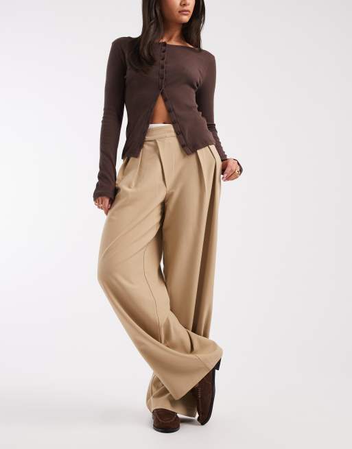 ASOS DESIGN – DECON – Elegante Hose in Kreuzkümmel-Beige mit weitem Bein und Kontrast-Bund im Deconstruct-Design, 5 von 5
