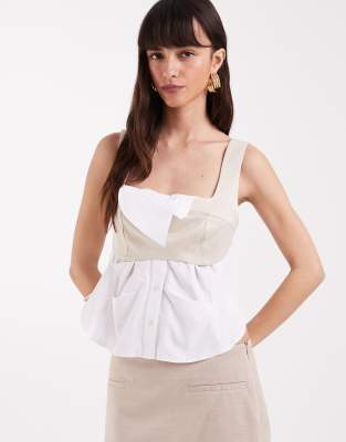 Asos Design Decon Tailored Deconstructed Top-white