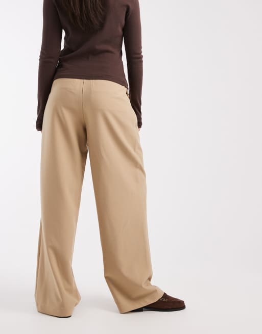 ASOS DESIGN DECON tailored wide leg deconstructed contrast waistband trousers in cumin, 3 of 5