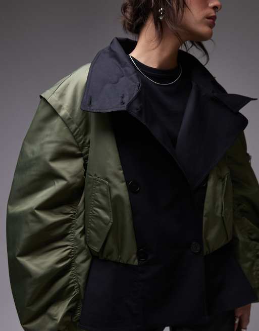 ASOS DESIGN deconstructed bomber jacket in khaki, 4 of 4