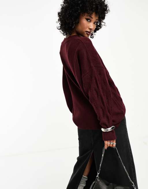 Burgundy shop velvet sweater