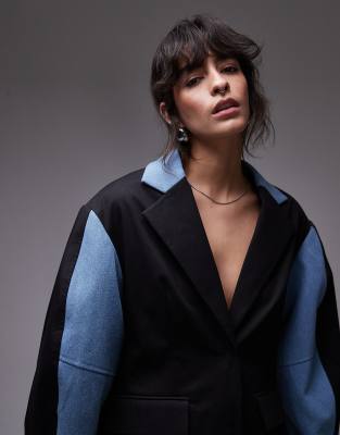 Asos Design Deconstructed Denim Blazer-black