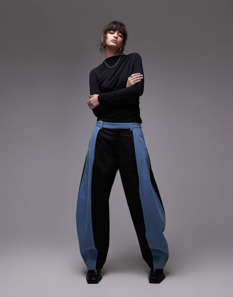 ASOS DESIGN - Deconstructed denim broek met contrast in zwart - view 1