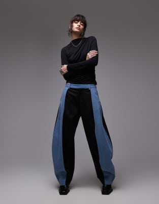 Asos Design Deconstructed Denim Contrast Pants In Black