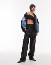 ASOS DESIGN heeled cuban boots in black leather with stitch detail