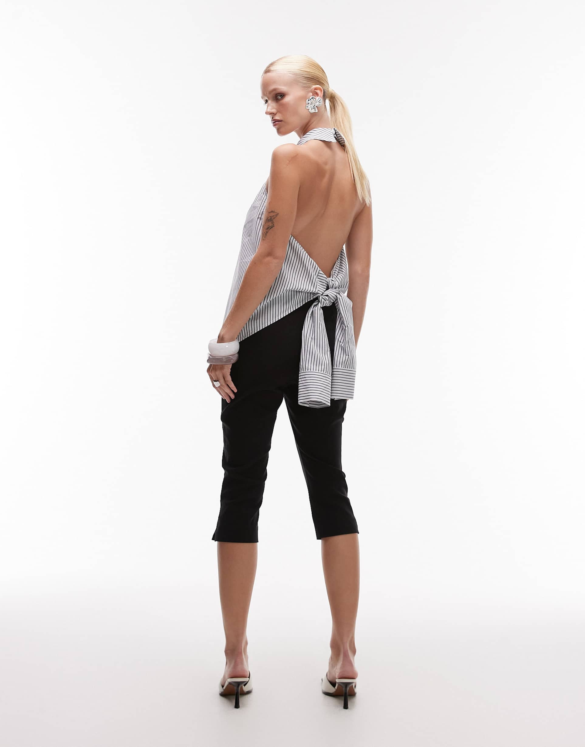 asos design deconstructed sleeveless shirt in stripe