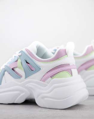 mixed textile chunky trainers