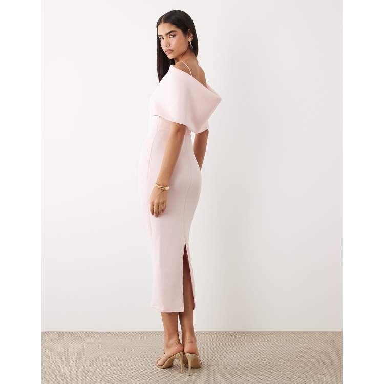 asos design cape back dipped hem midi dress ASOS DESIGN cape back dipped hem midi dress