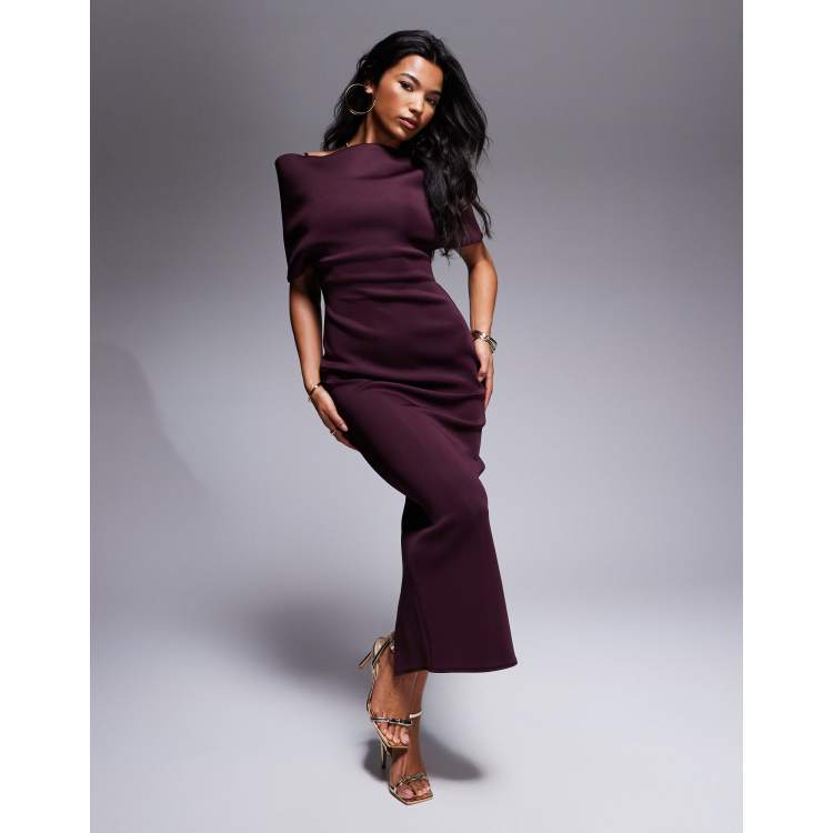 silk midi dress long sleeve Marchesa Notte Printed Silk-Blend A-Line Dress
